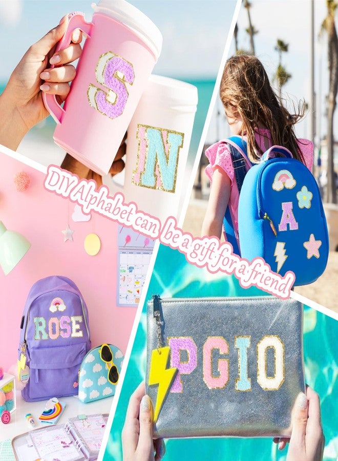 NICEVINYL Chenille Patches Self Adhesive for DIY Clothing: NICEVINYL 152PCS Varsity Letter Patches Sticker - Preppy Lightning Star Heart Rainbow Cute Chenille Patch for Hats,Backpacks,Bags,Jackets - Image 5